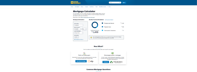 dave ramsey mortgage calculator